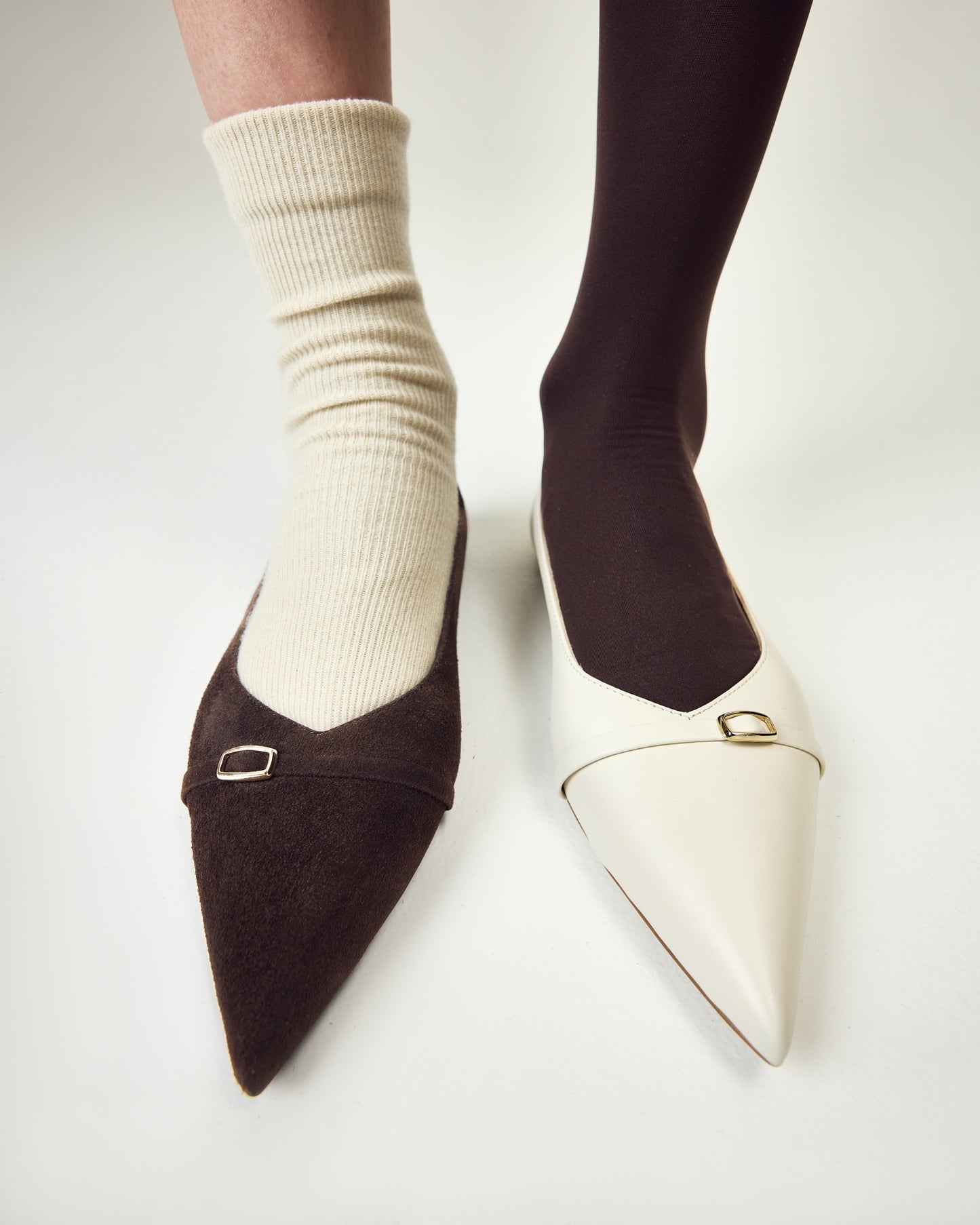 Alice milky ballet flats with a pointed toe LOOKIE ATELIER