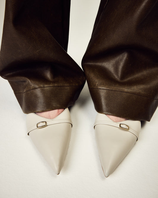 Alice milky ballet flats with a pointed toe LOOKIE ATELIER