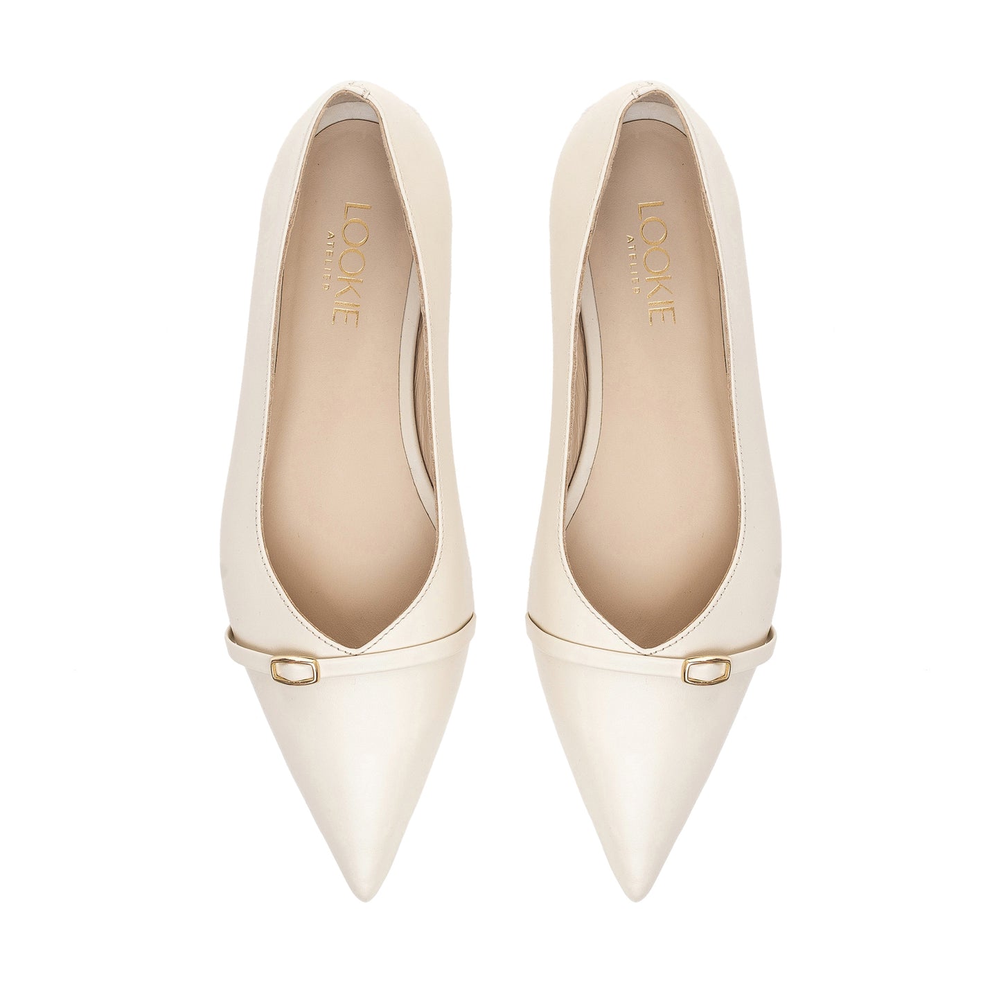 Alice milky ballet flats with a pointed toe LOOKIE ATELIER