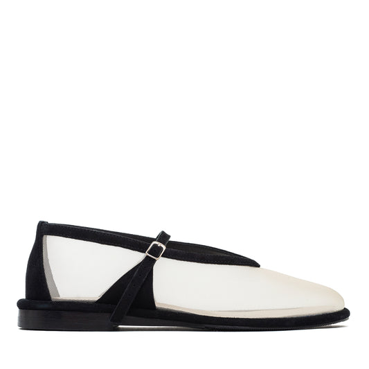 Anatomically shaped Nino black beige mesh ballet flats LOOKIE ATELIER