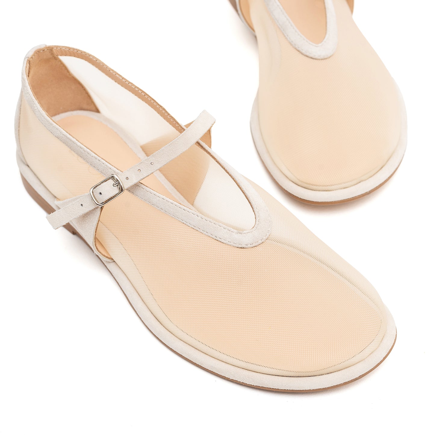 Anatomically shaped Nino beige mesh ballet flats LOOKIE ATELIER