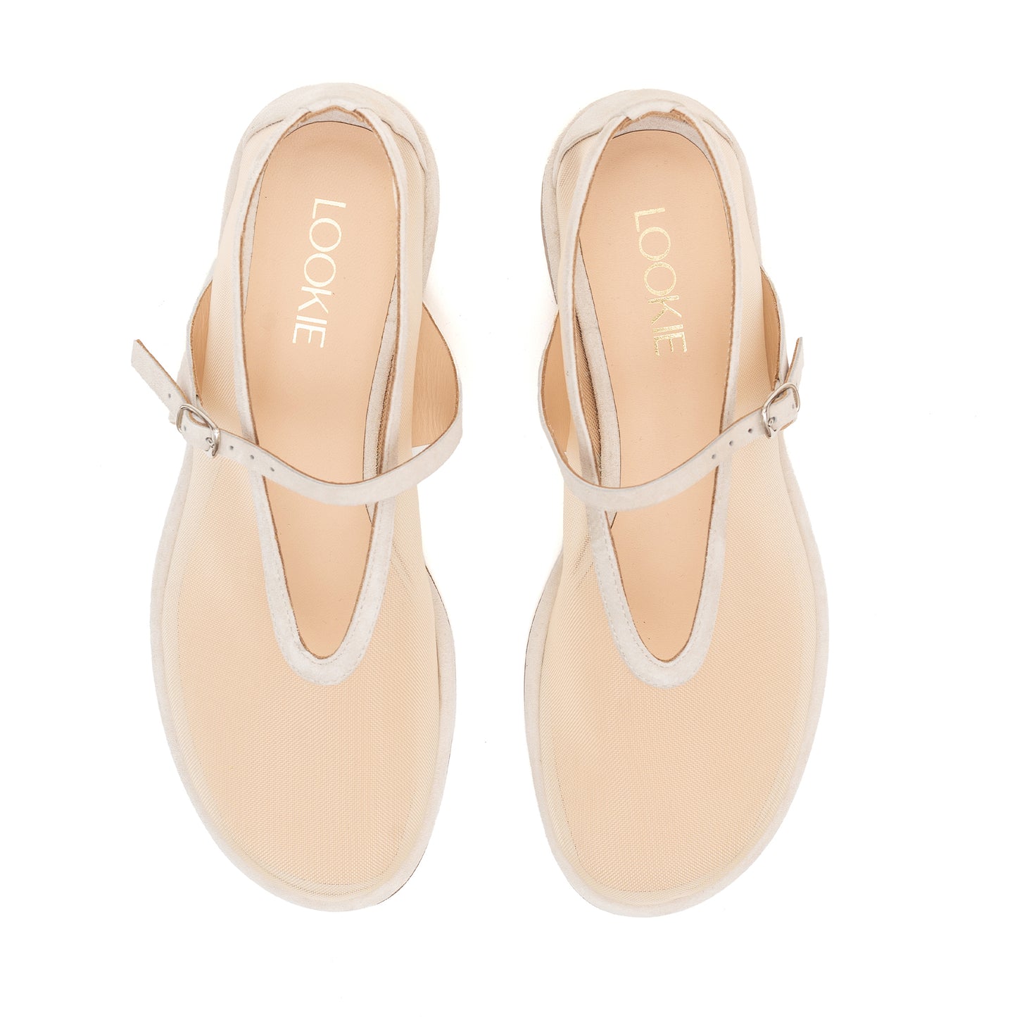 Anatomically shaped Nino beige mesh ballet flats LOOKIE ATELIER