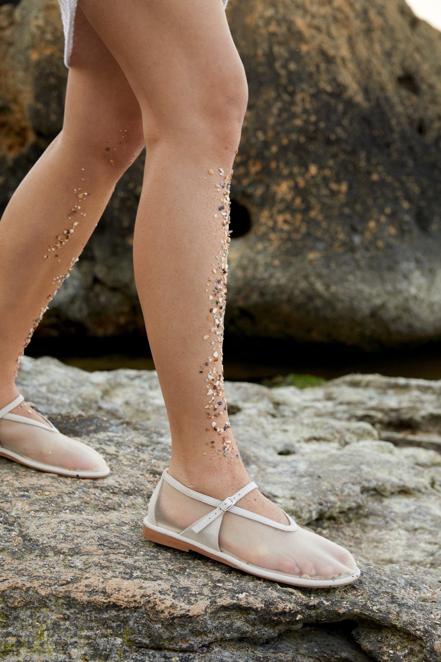 Anatomically shaped Nino beige mesh ballet flats LOOKIE ATELIER