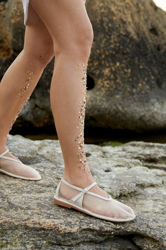 Anatomically shaped Nino beige mesh ballet flats LOOKIE ATELIER
