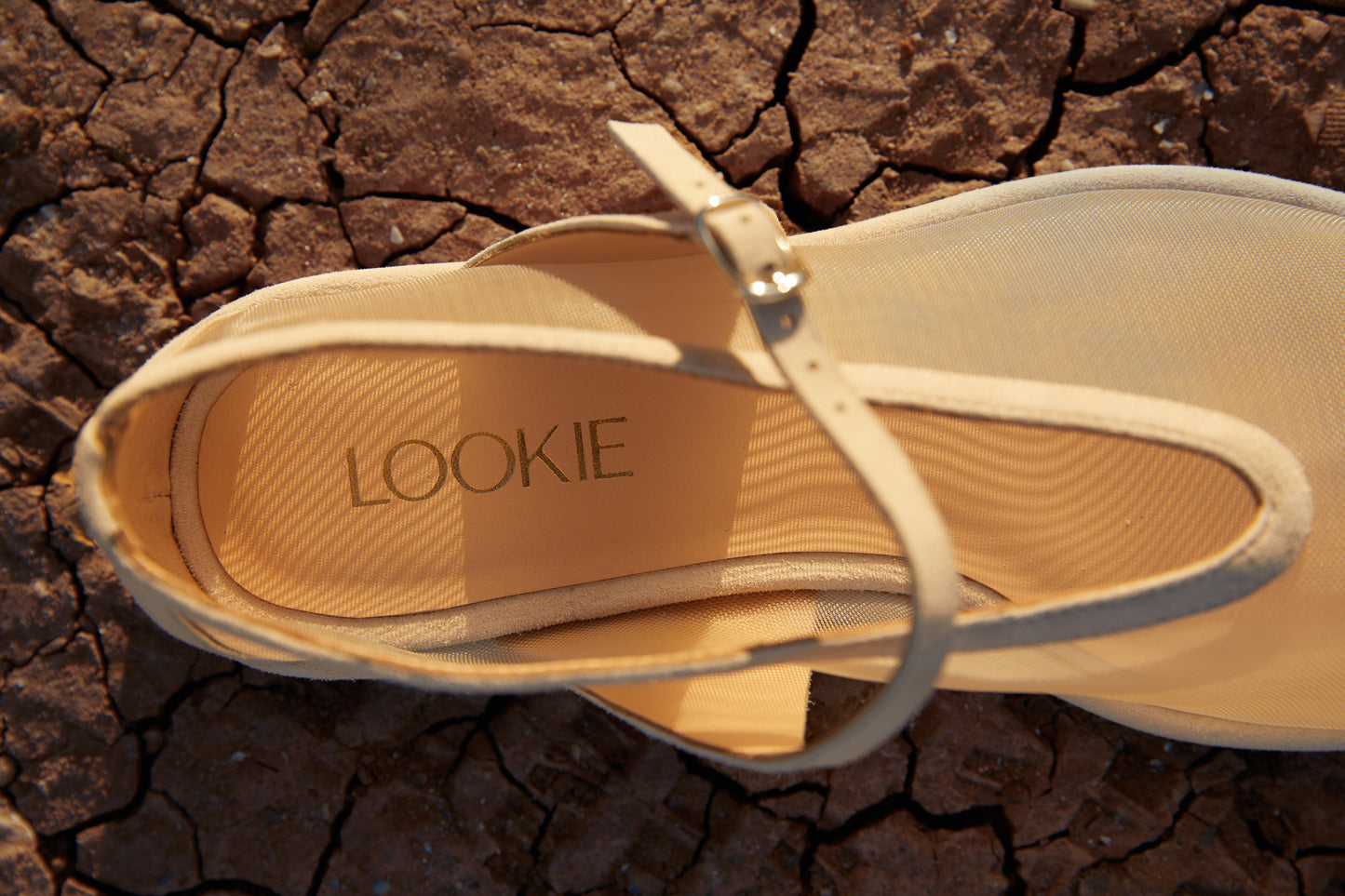Anatomically shaped Nino beige mesh ballet flats LOOKIE ATELIER