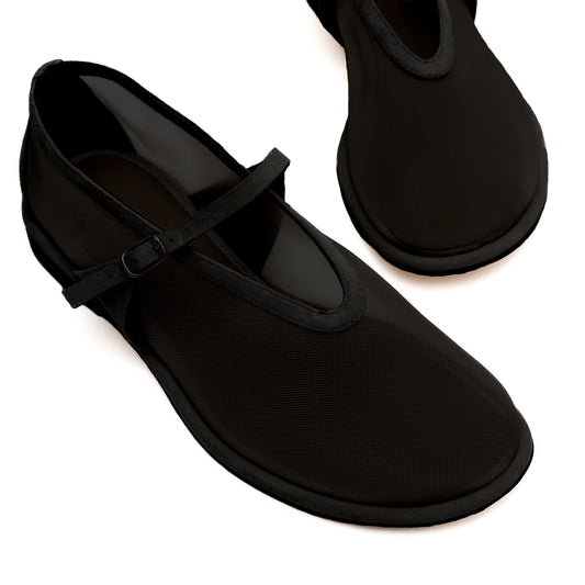 Anatomically shaped Nino black mesh ballet flats LOOKIE ATELIER