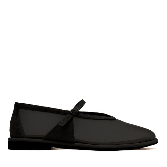 Anatomically shaped Nino black mesh ballet flats LOOKIE ATELIER
