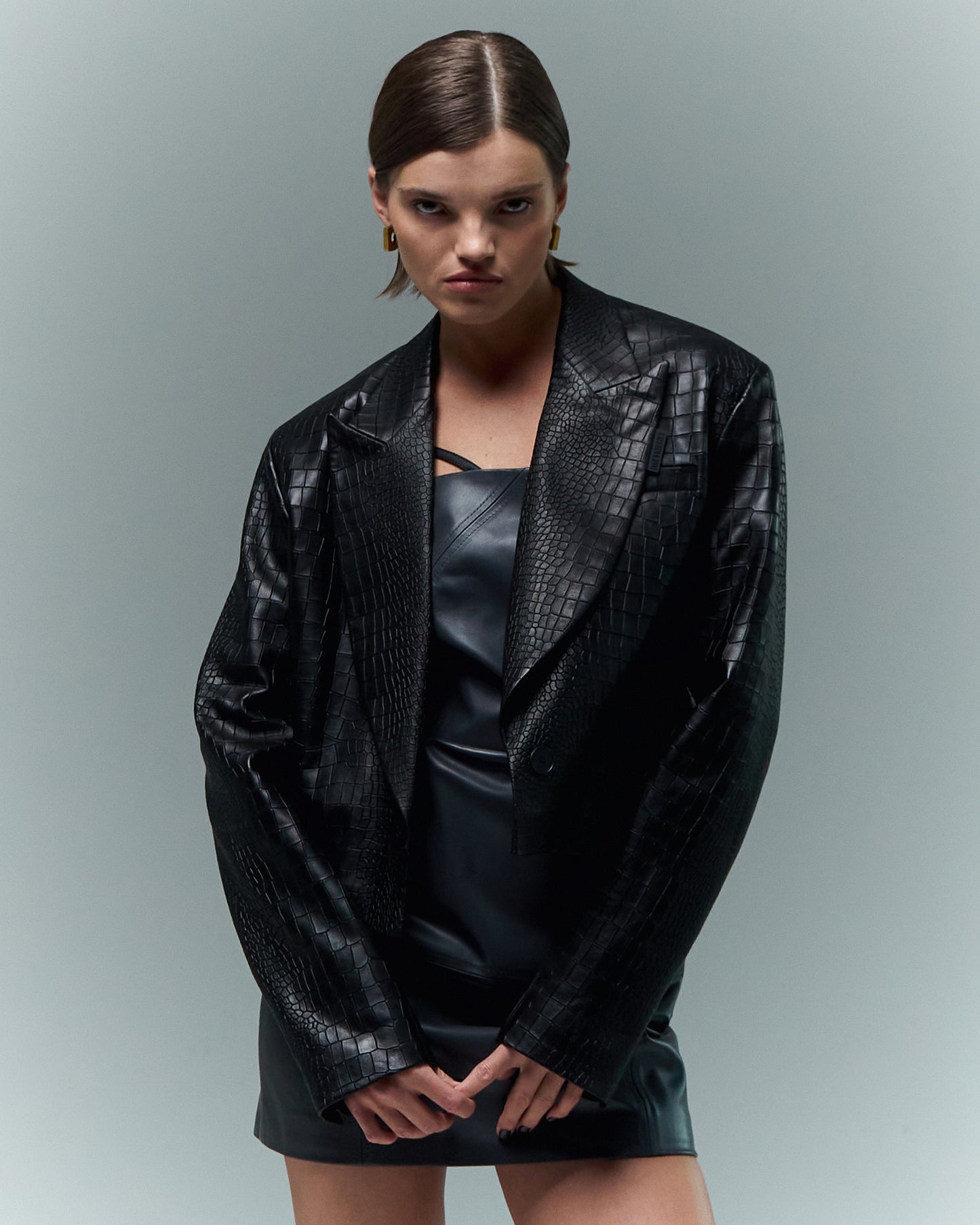 SHORT LEATHER JACKET IMITATION CROCO KATERINA KVIT