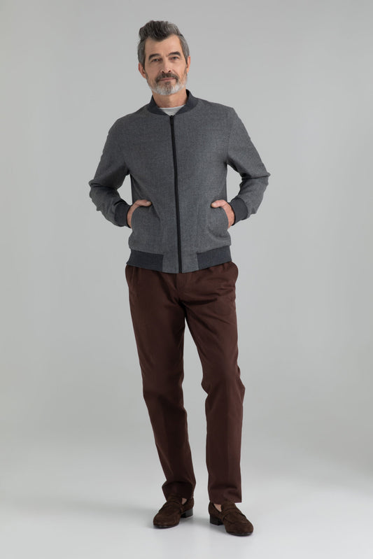 Grey Bomber Jacket INDPOSHIV