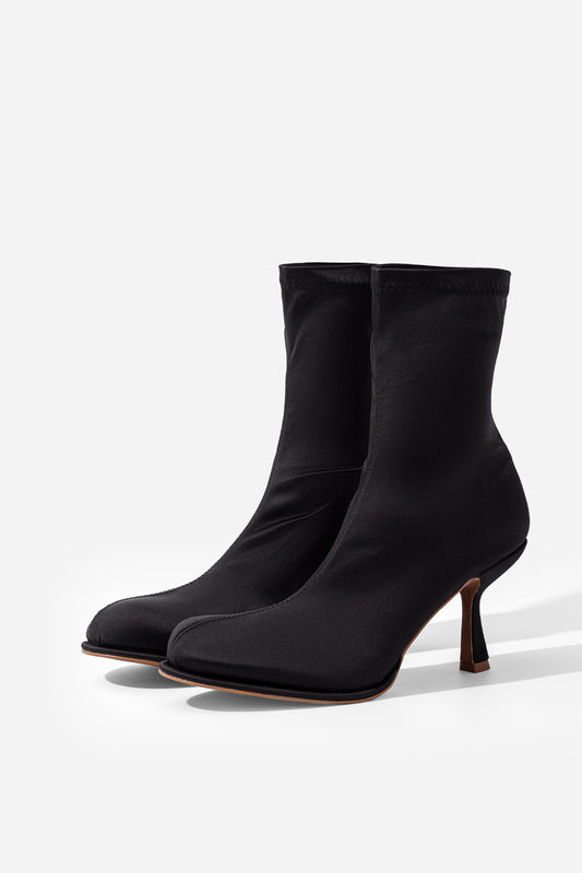 Blanca black stretch textile ankle boots /7 cm/ KACHOROVSKA