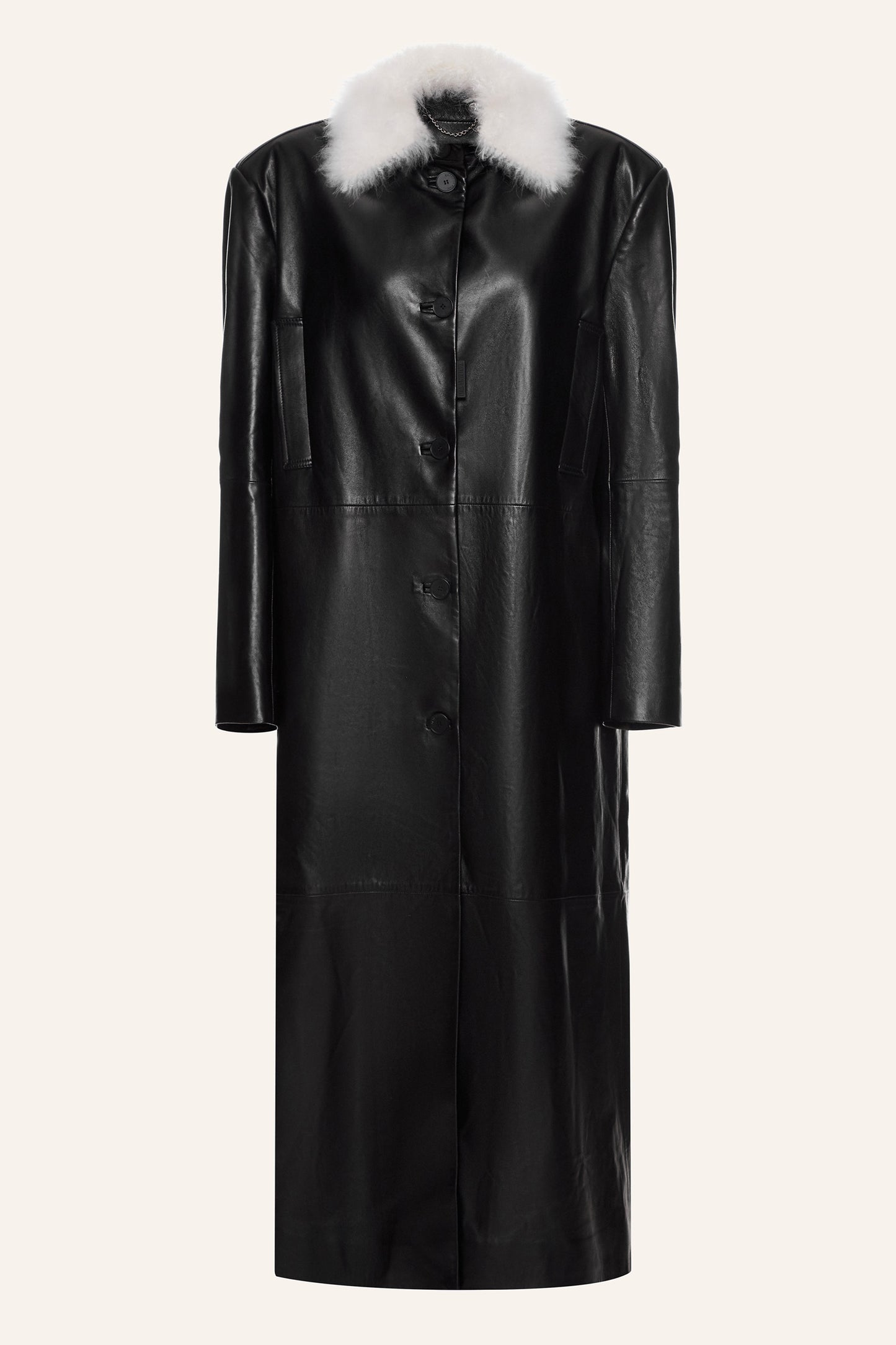 COAT LEATHER KATERINA KVIT