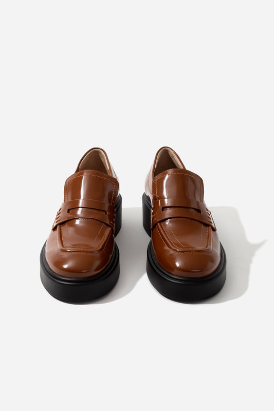 Cameron brown shiny leather loafers KACHOROVSKA