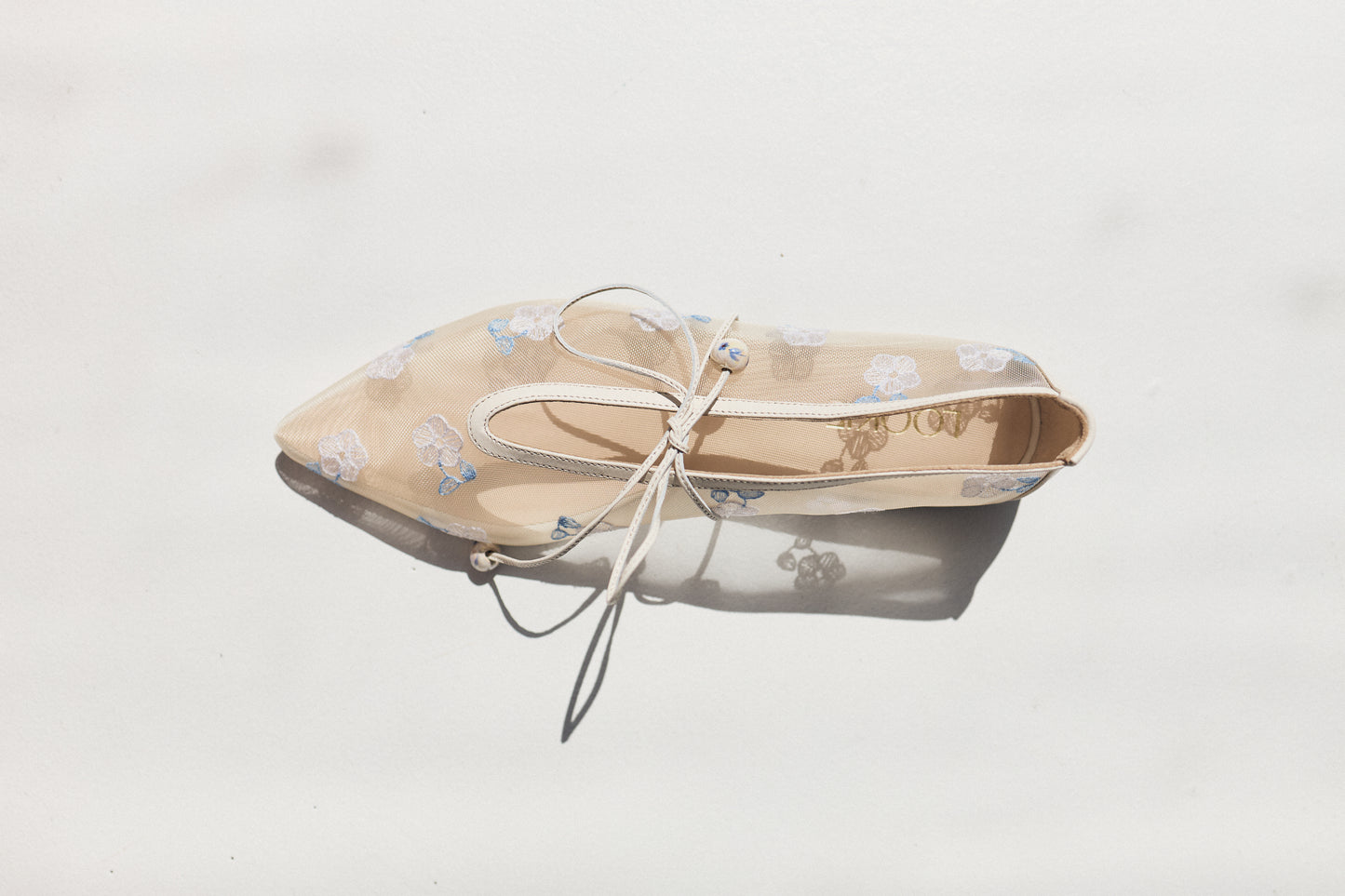 Claire mesh pointed ballet flats with embroidery LOOKIE ATELIER