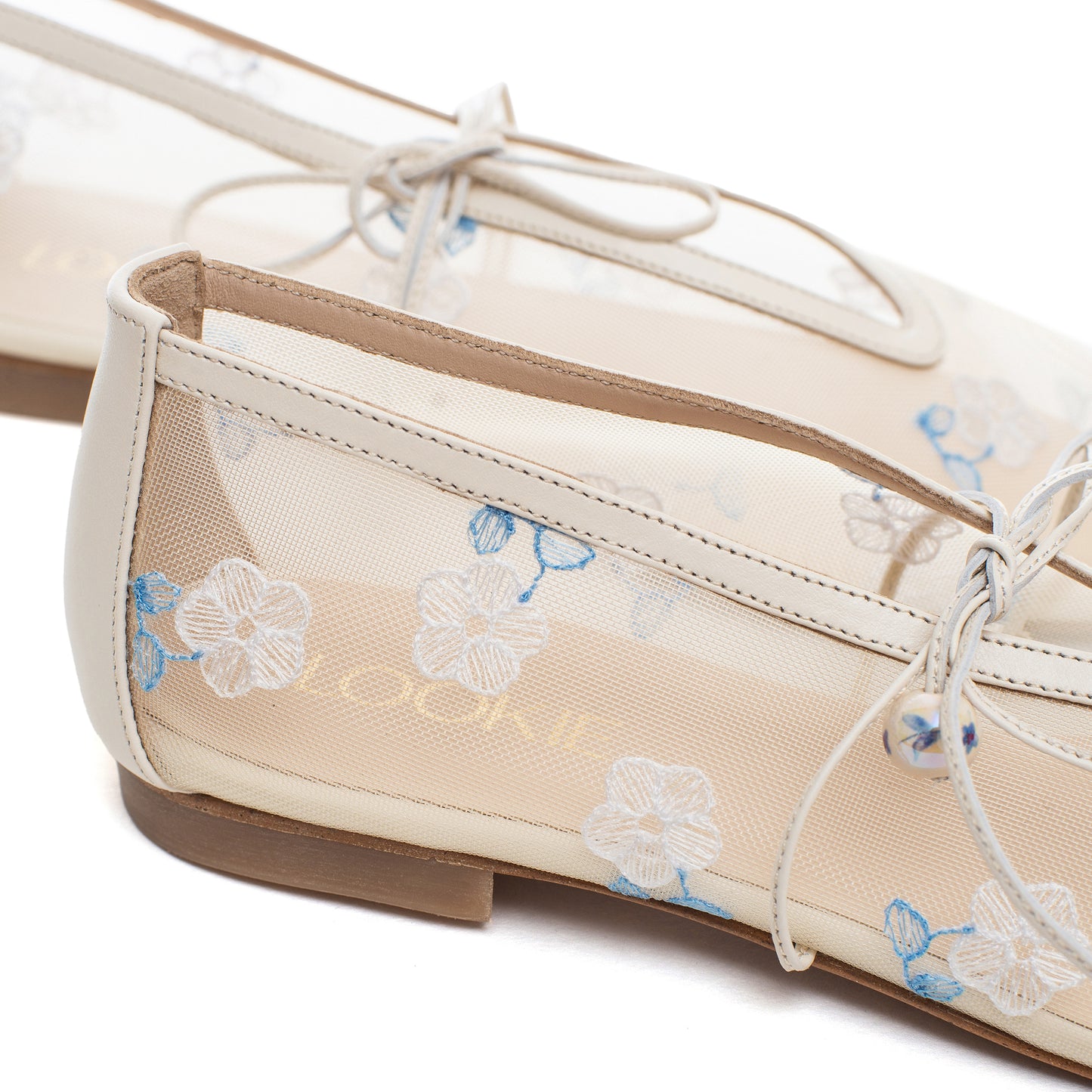 Claire mesh pointed ballet flats with embroidery LOOKIE ATELIER