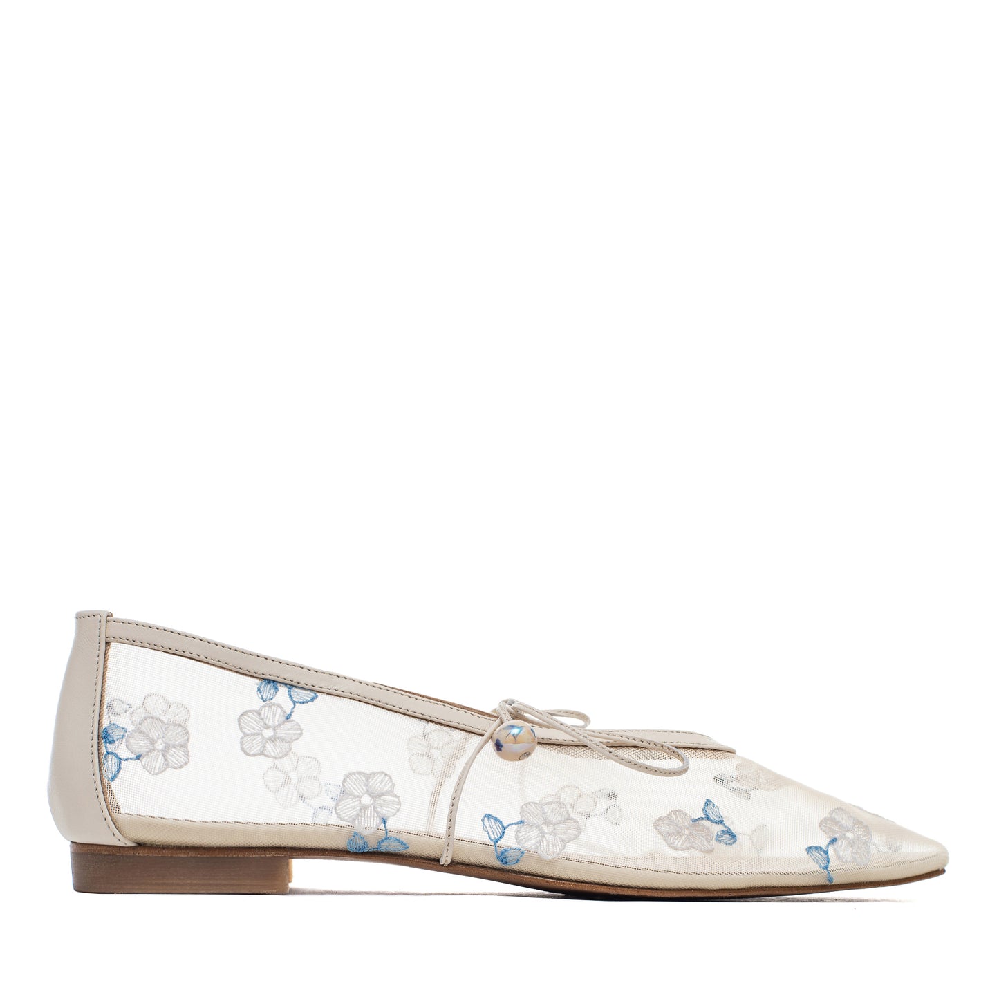 Claire mesh pointed ballet flats with embroidery LOOKIE ATELIER