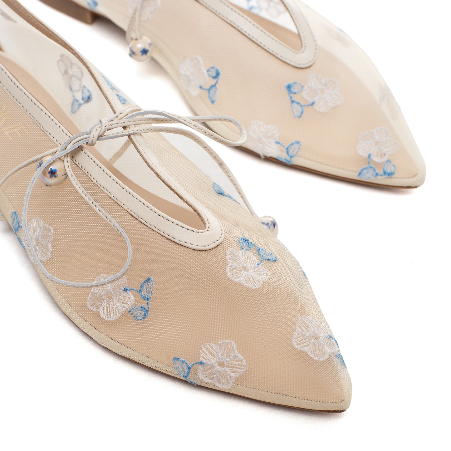 Claire mesh pointed ballet flats with embroidery LOOKIE ATELIER