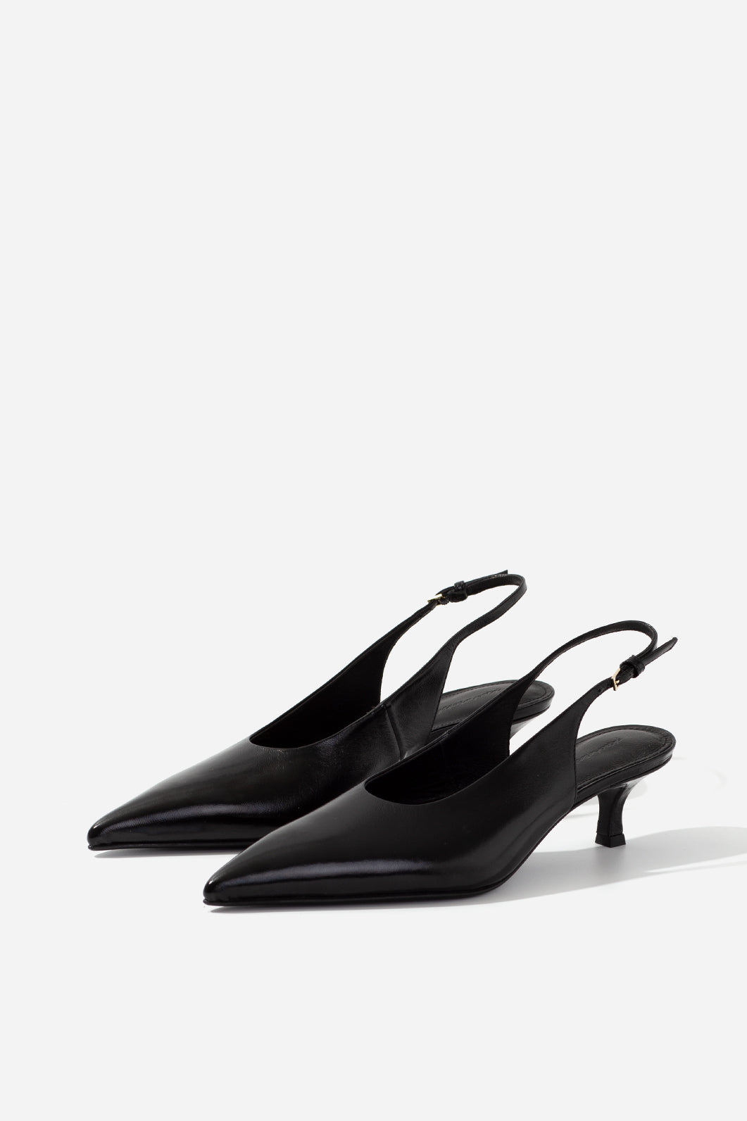 Darcy black satin slingback shoes KACHOROVSKA