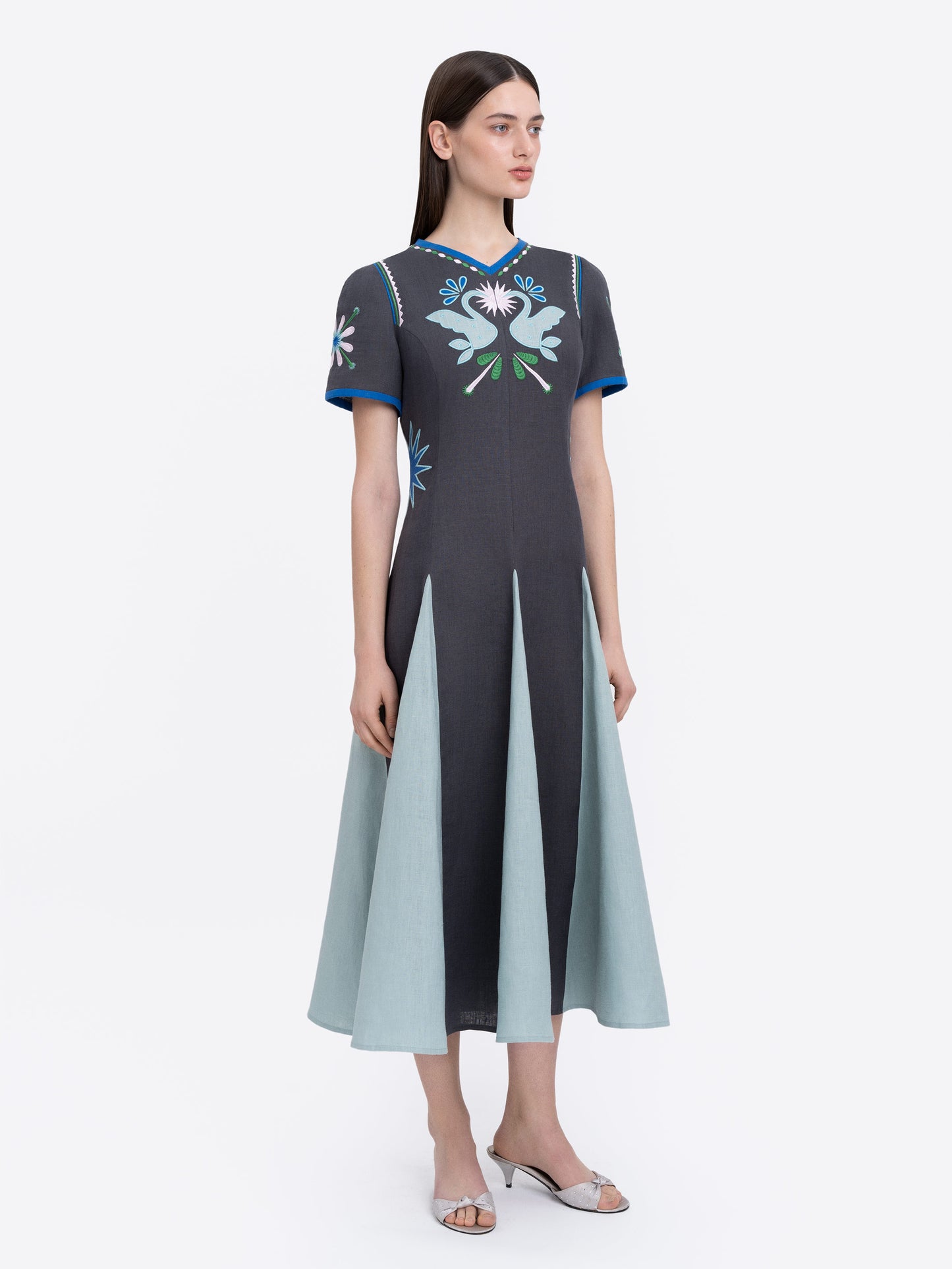 Linen short‑sleeve dress Lebidka ETNODIM