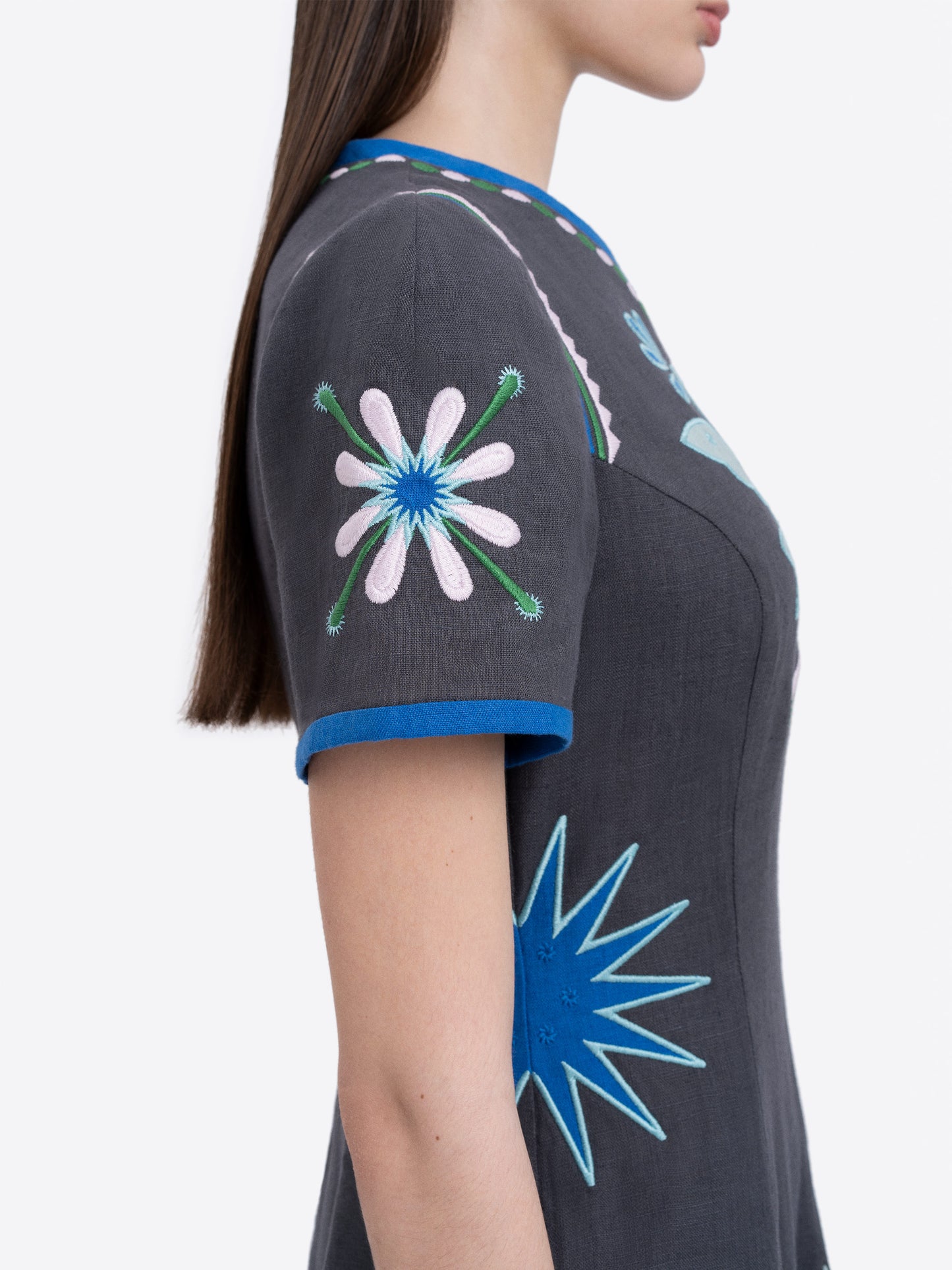 Linen short‑sleeve dress Lebidka ETNODIM