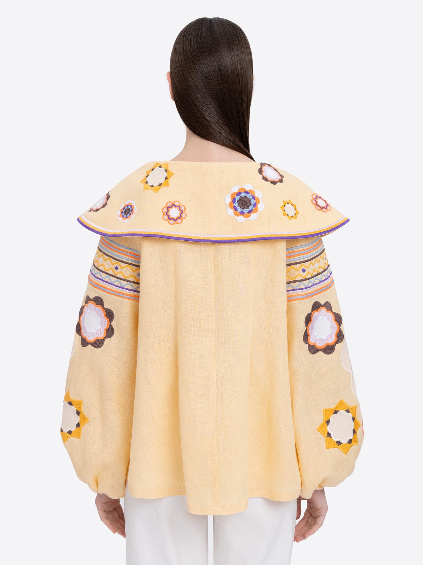 Linen embroidered shirt with botanical motif Linden ETNODIM