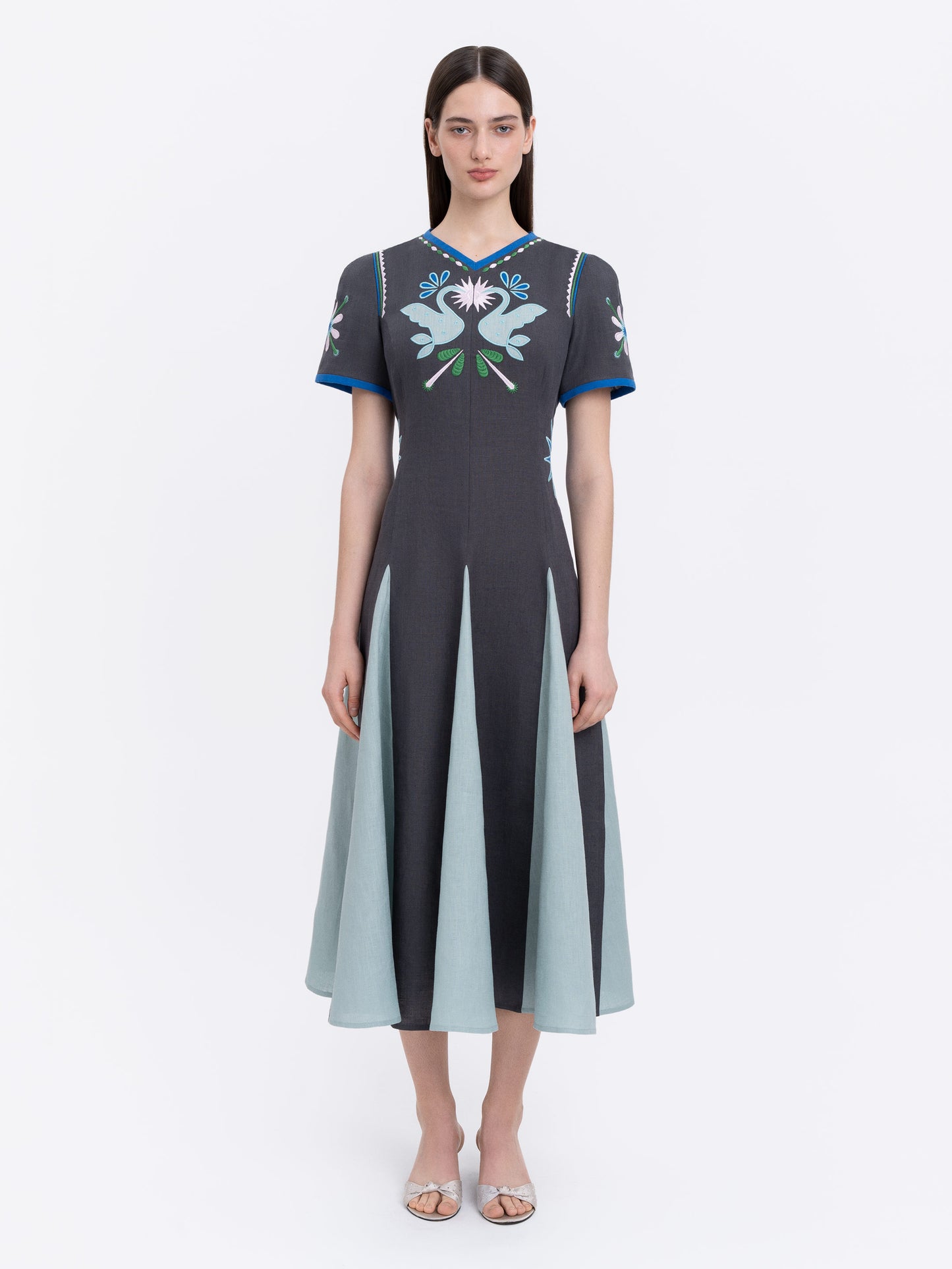 Linen short‑sleeve dress Lebidka ETNODIM