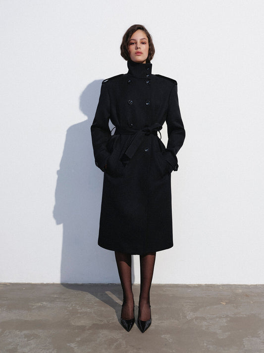 Black stand-collar coat NOVITSKA