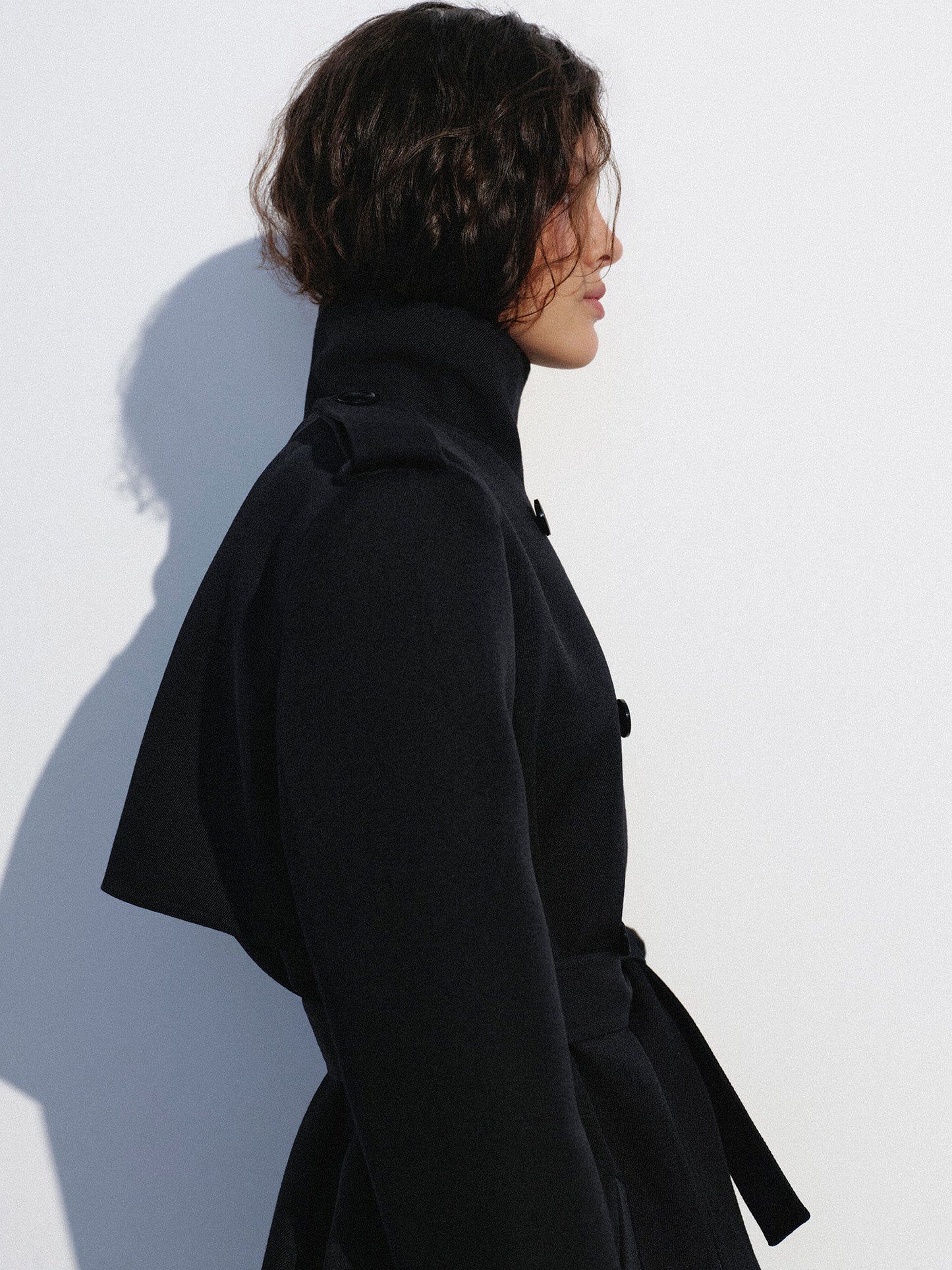 Black stand-collar coat NOVITSKA