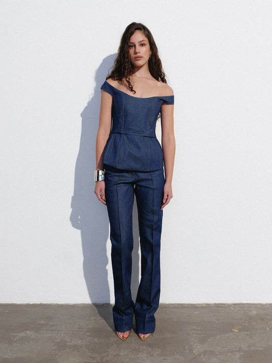 Dark blue Diana denim corset NOVITSKA