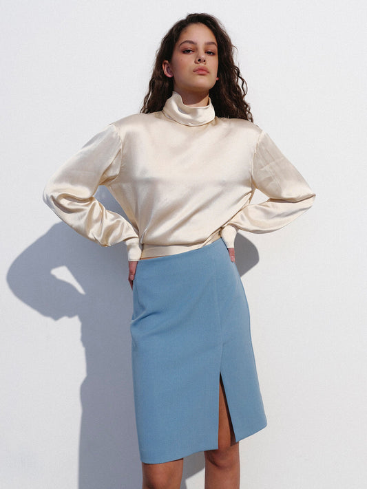 Open-back satin blouse NOVITSKA