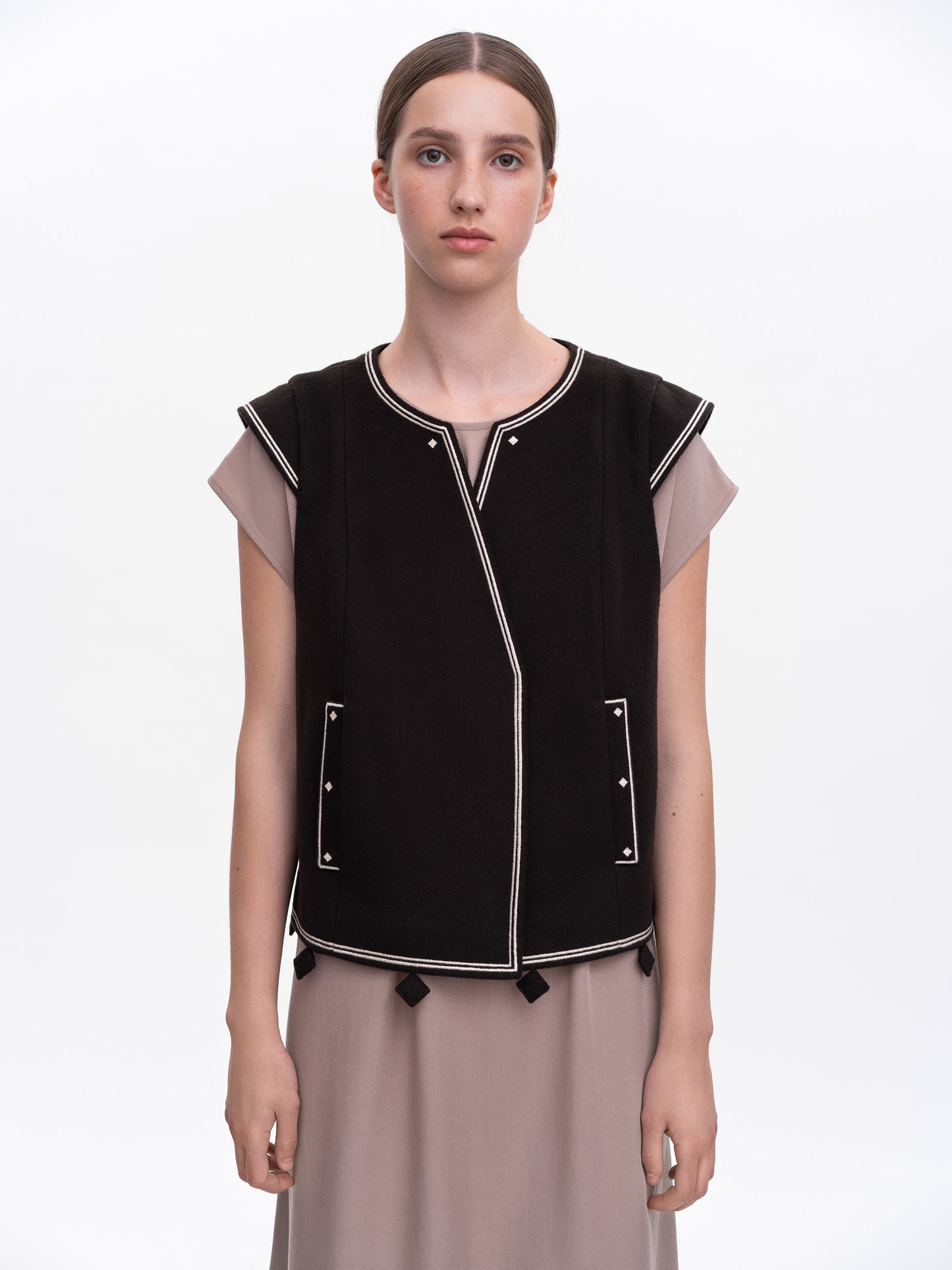 Dark brown embroidered vest Kibchyk ETNODIM