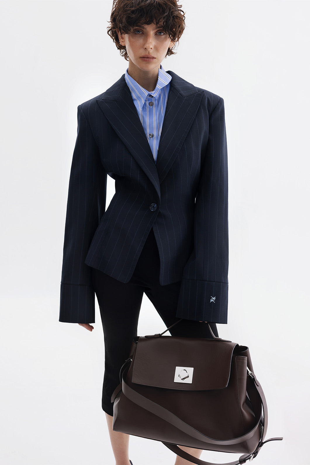 ERNESTINA 42 dark brown leather bag KACHOROVSKA  with 3