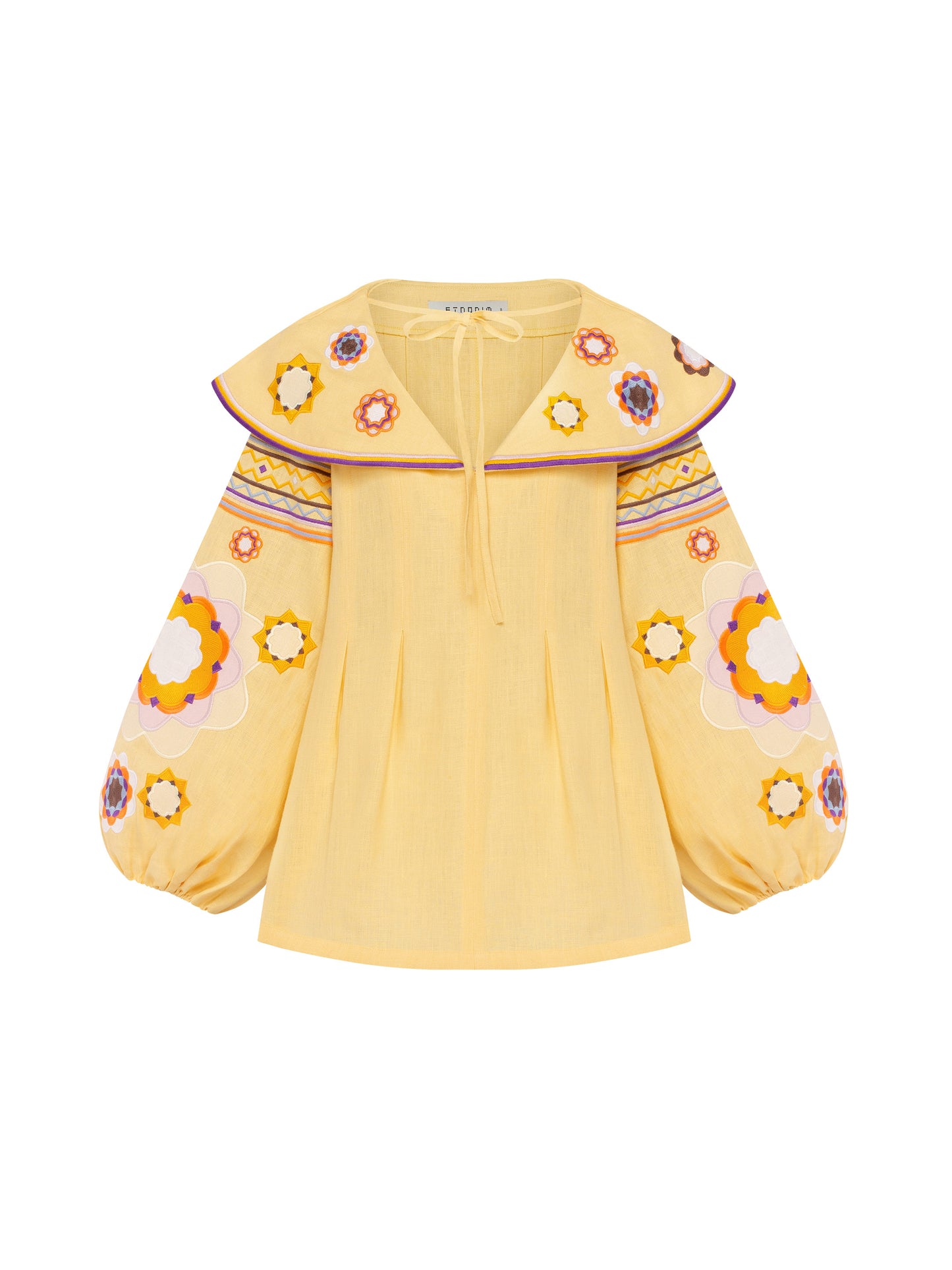 Linen embroidered shirt with botanical motif Linden ETNODIM