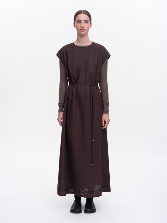 Brown embroidered dress Nevit ETNODIM