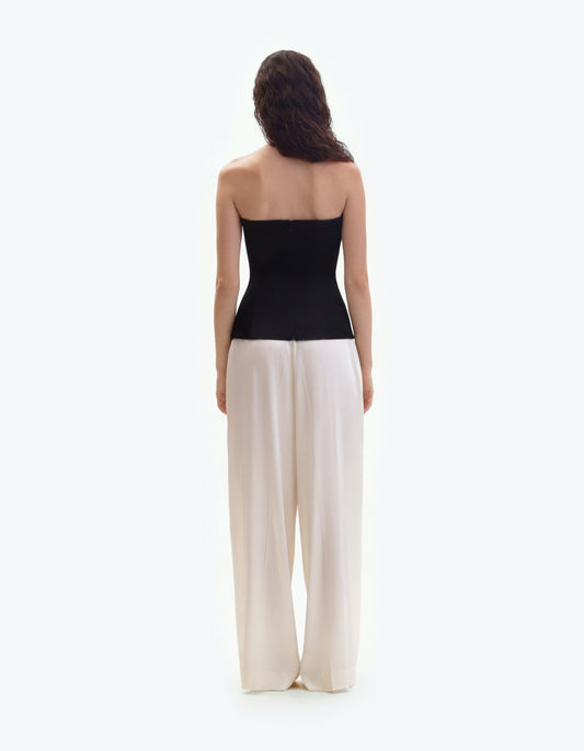 Cream silk pajama trousers ELENA REVA
