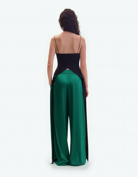 Green silk pajama trousers ELENA REVA