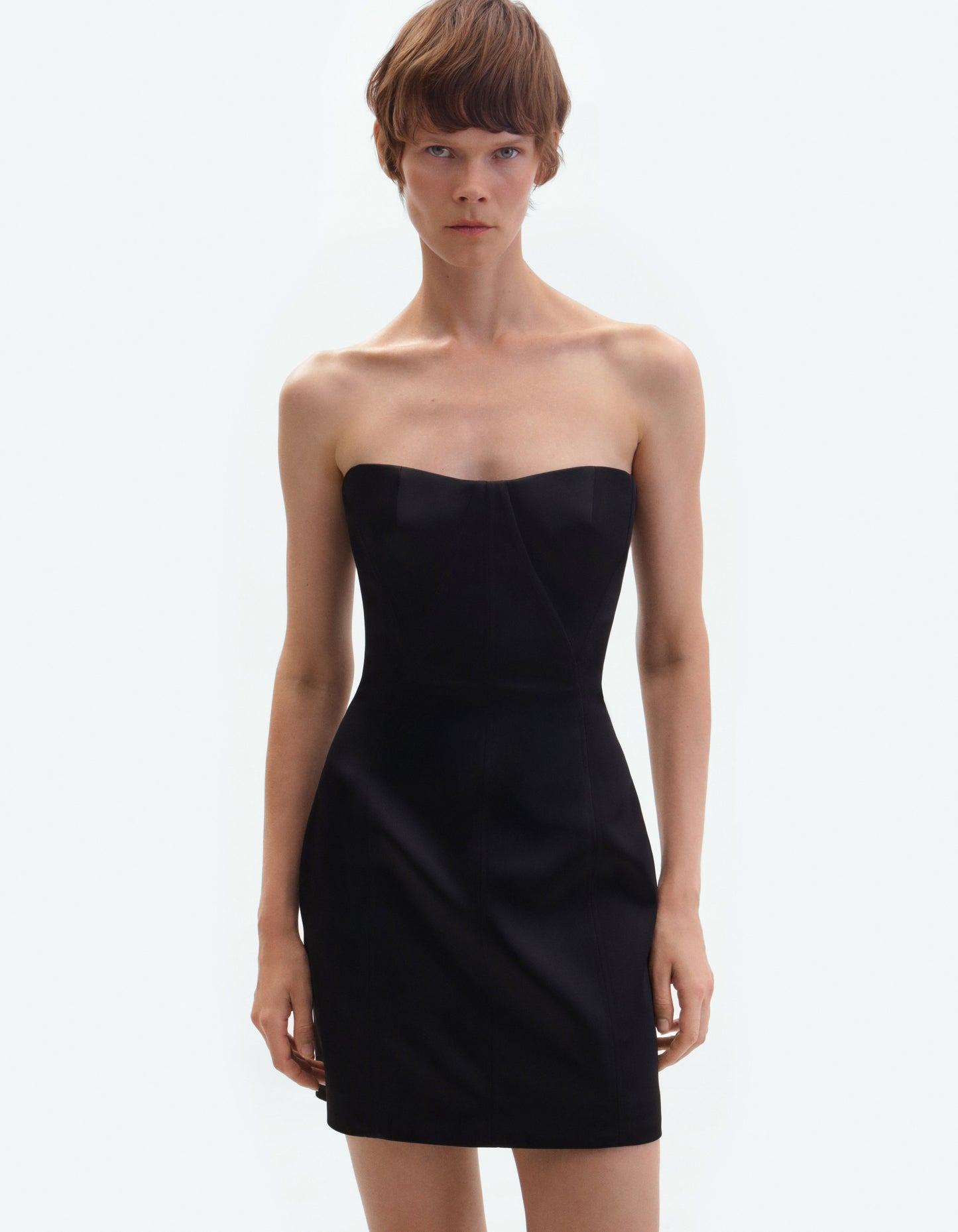 Black satin bustier mini dress ELENA REVA