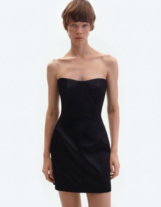 Black satin bustier mini dress ELENA REVA