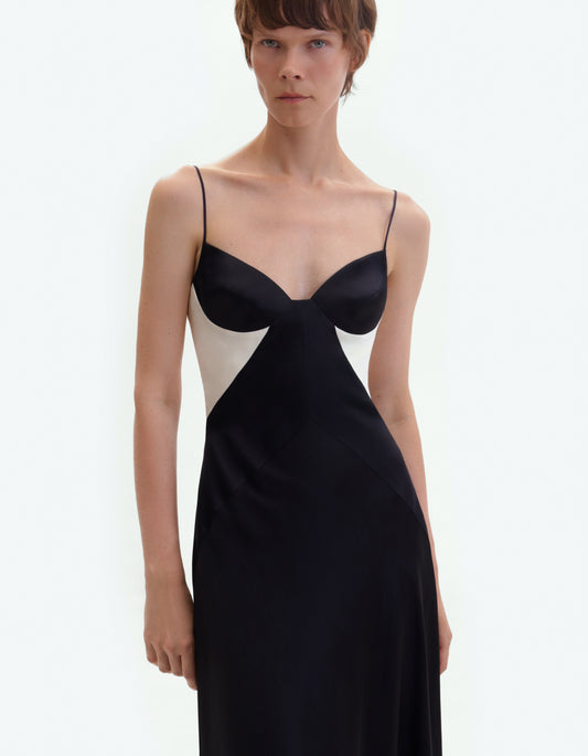 Silk midi dress with cream details ELENA REVA