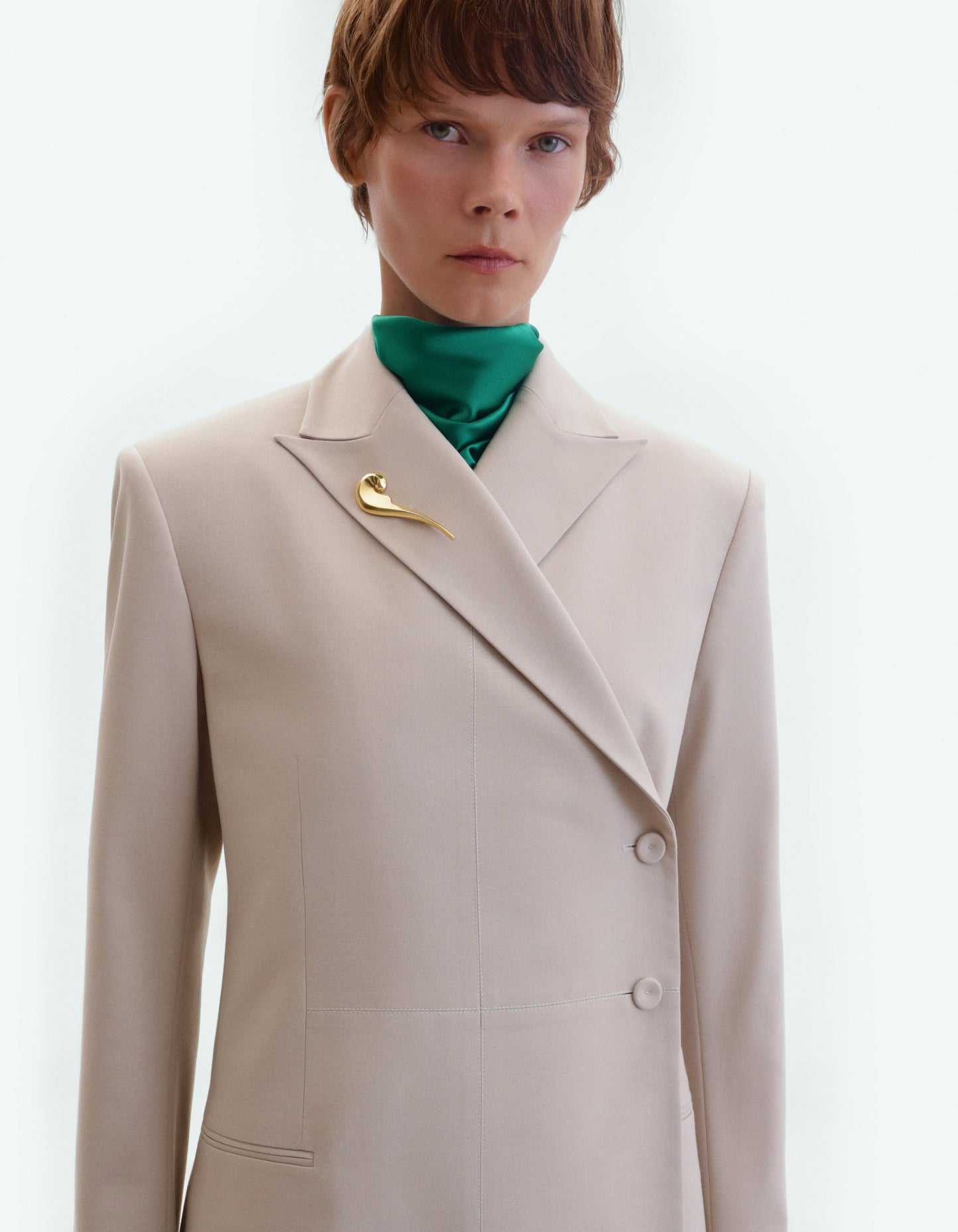 Taupe tailored jacket with geometric details ELENA REVA