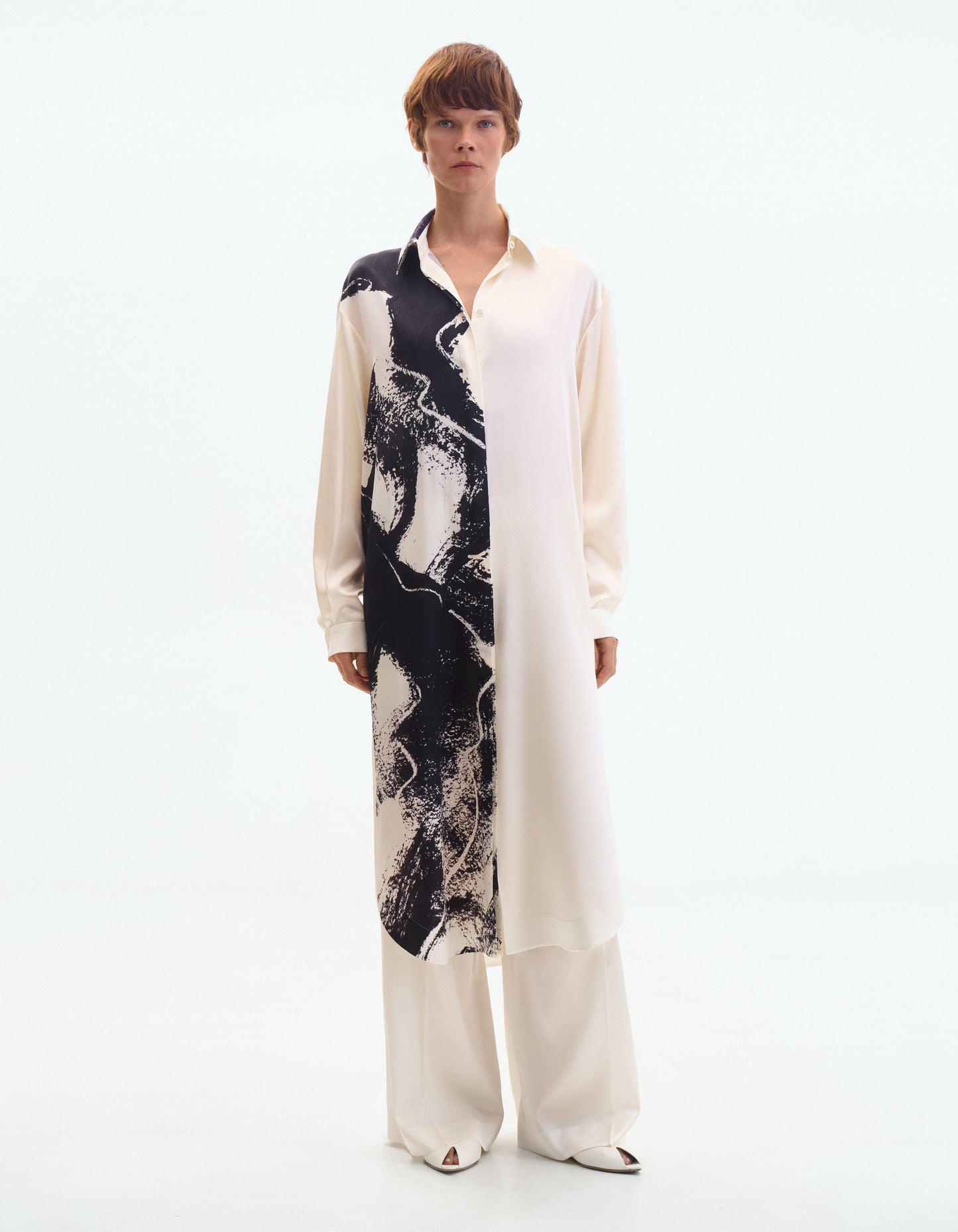 Silk midi dress in floral print ELENA REVA