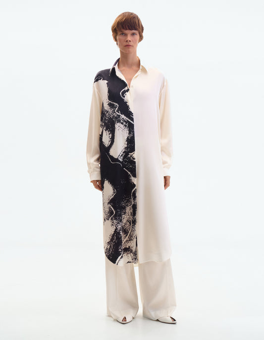 Silk midi dress in floral print ELENA REVA