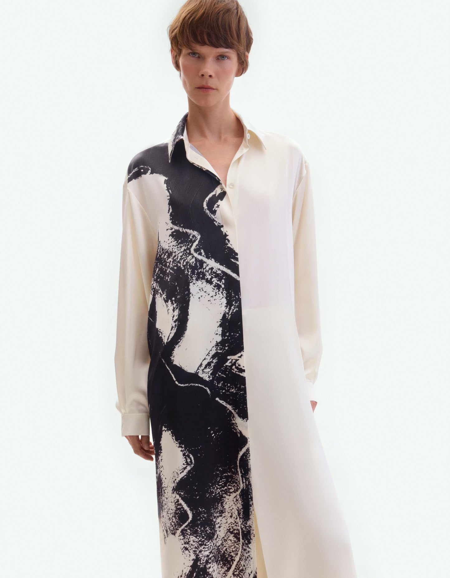 Silk midi dress in floral print ELENA REVA