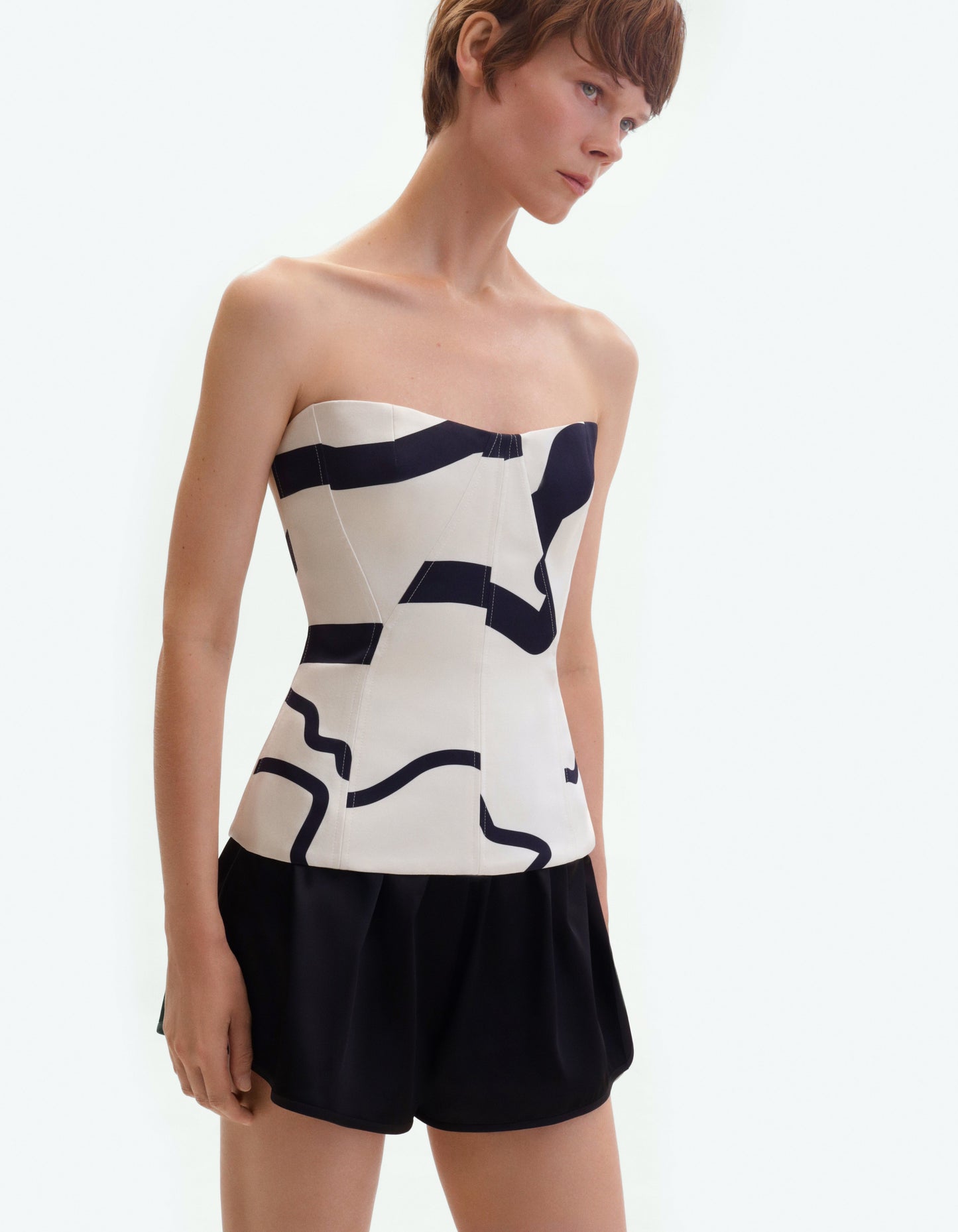 Silk bustier with geometric print ELENA REVA