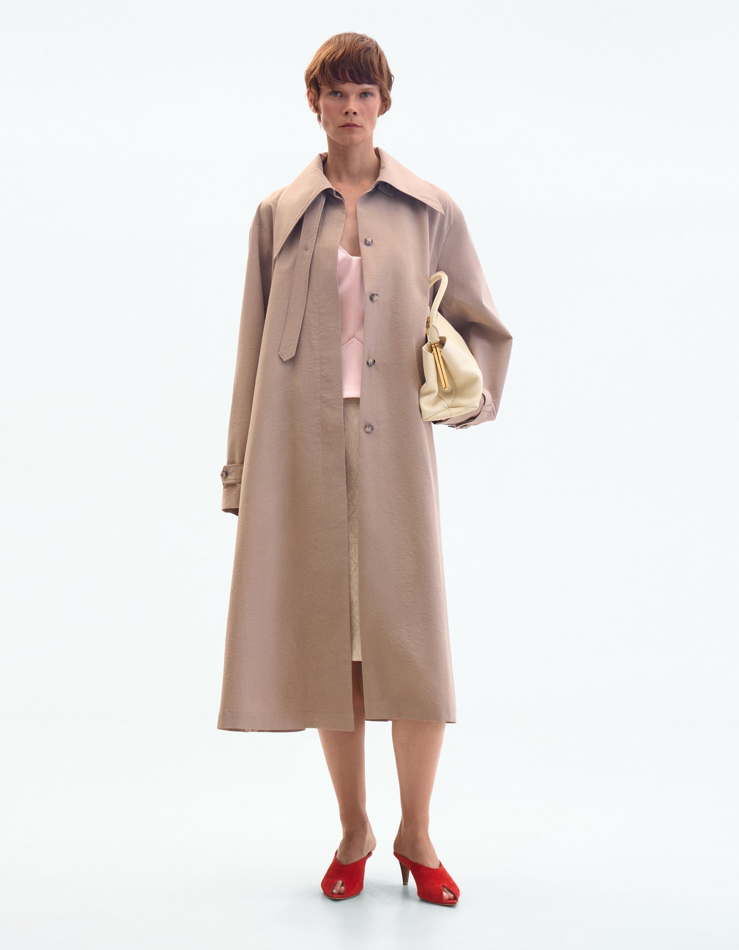 Oversized taupe trench coat ELENA REVA