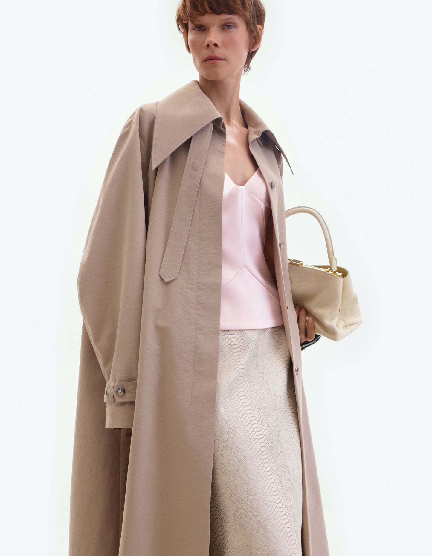 Oversized taupe trench coat ELENA REVA