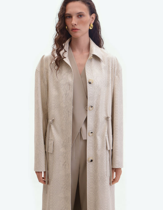 Printed coat in faux leather ELENA REVA