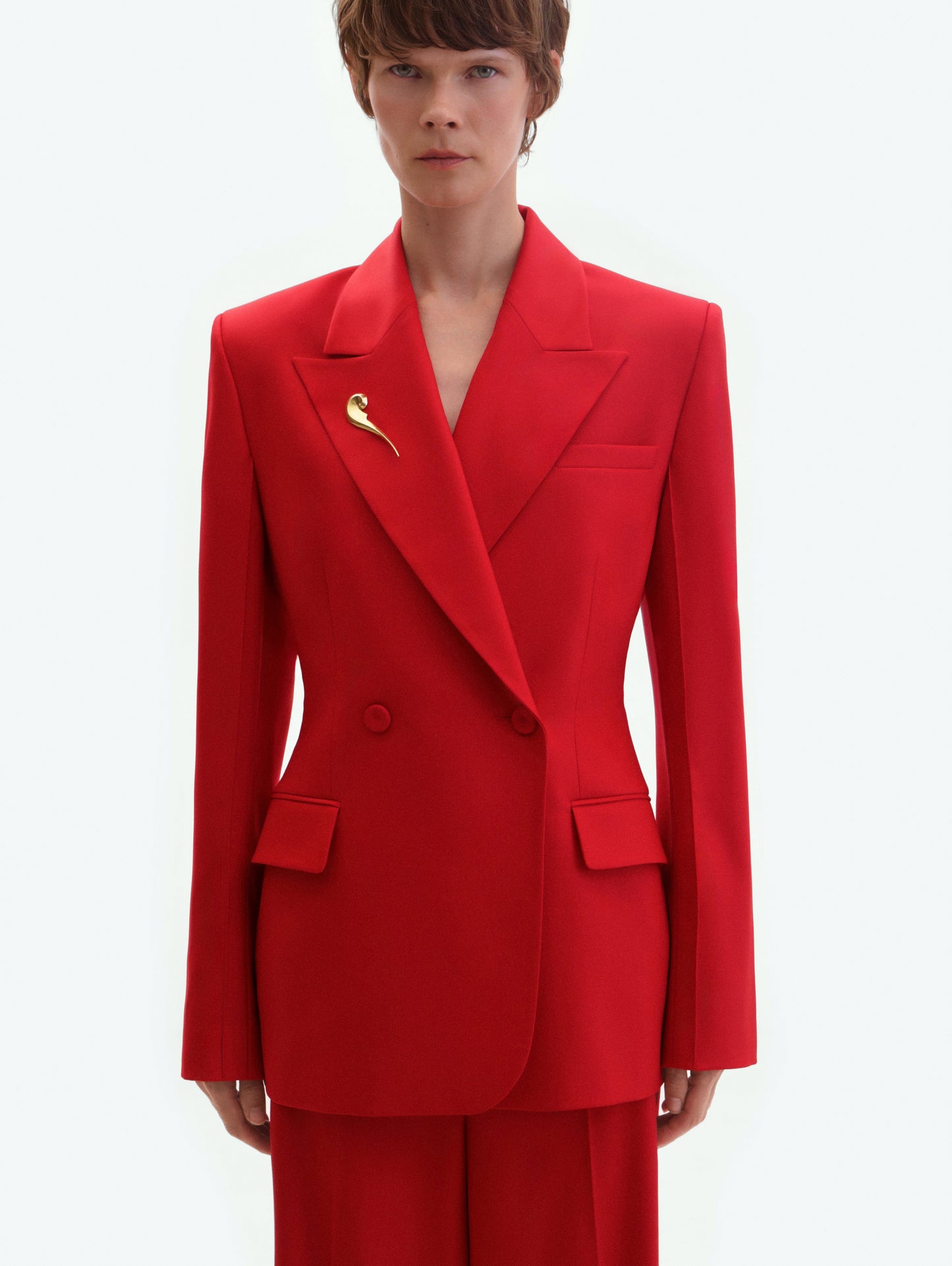 Red straight-leg trousers ELENA REVA