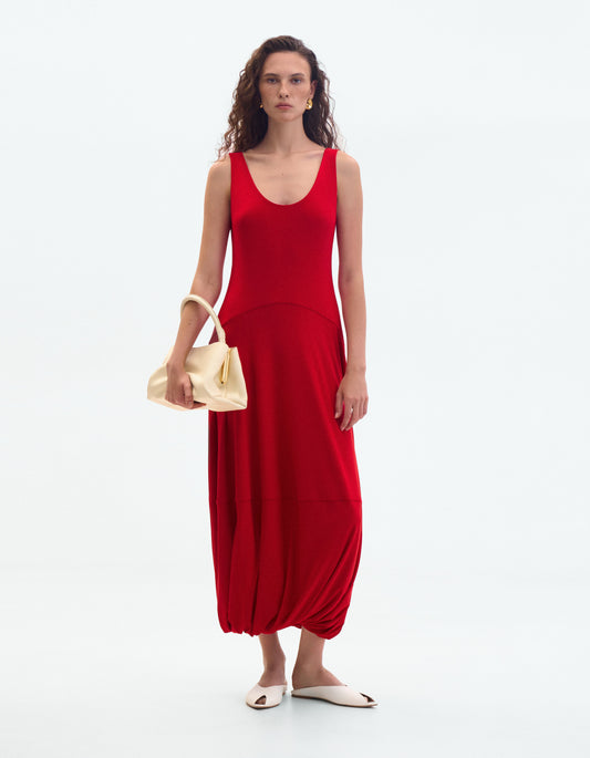 Red jersey midi dress ELENA REVA