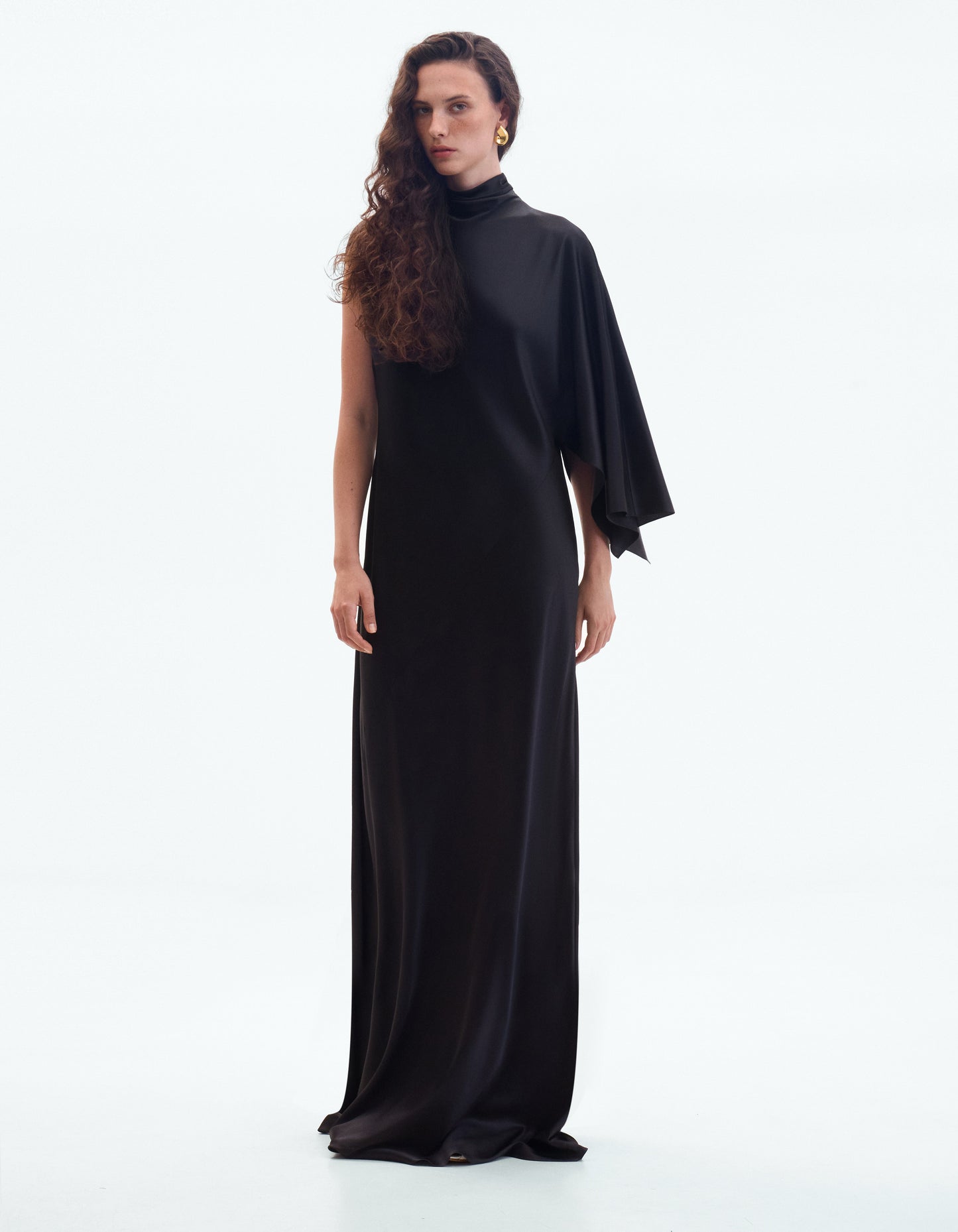 Black silk dress with geometric sleev ELENA REVA