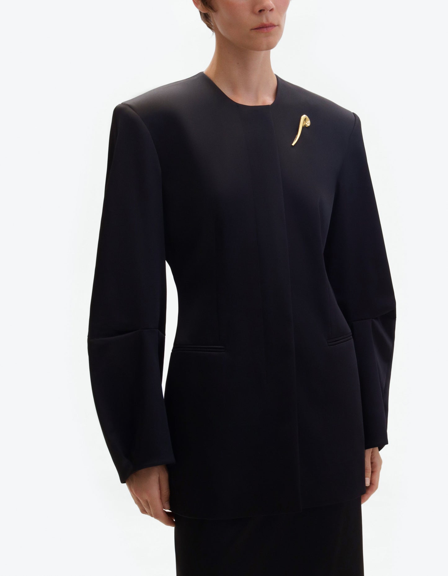 Black satin oval jacket ELENA REVA